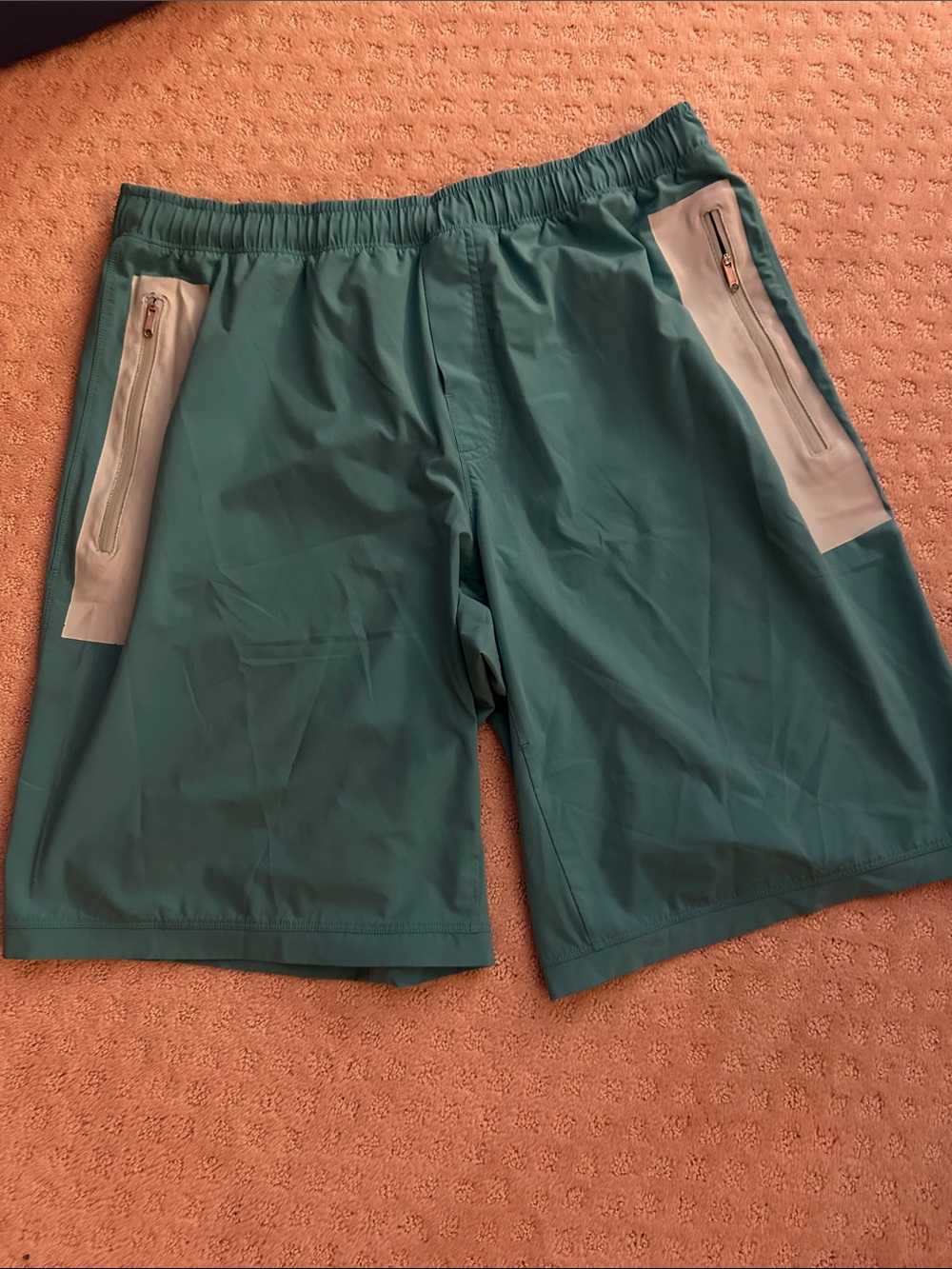 Lululemon Men's Teal Performance Shorts with Zip Pockets.  XXL